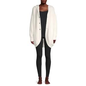 UGG Franca Button Front Hooded Travel Cardigan Sweater Ivory Size M/L Excellent